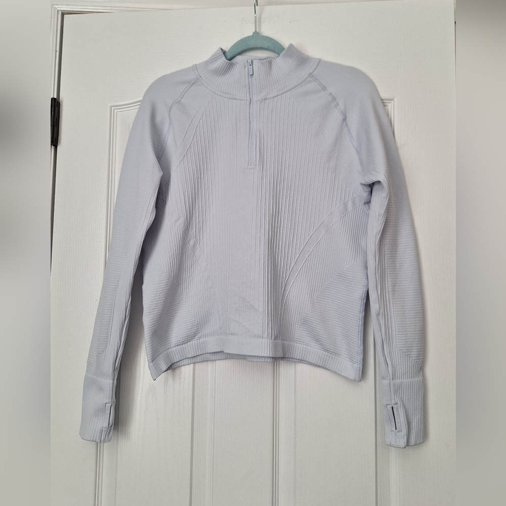 Elegant Baby Blue Turtleneck Sweater Activewear Quarter Zip